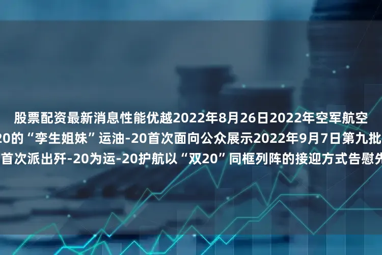 股票配资最新消息性能优越2022年8月26日2022年空军航空开放活动暨长春航空展现场运-20的“孪生姐妹”运油-20首次面向公众展示2022年9月7日第九批在韩志愿军烈士遗骸回国空军首次派出歼-20为运-20护航以“双20”同框列阵的接迎方式告慰先烈当地时间2024年8月28日受邀参加首届埃及航展的中国空军运-20与歼-10表演机编队飞越金字塔为中埃两国友谊留下历史见证2025年1月7日西藏自治