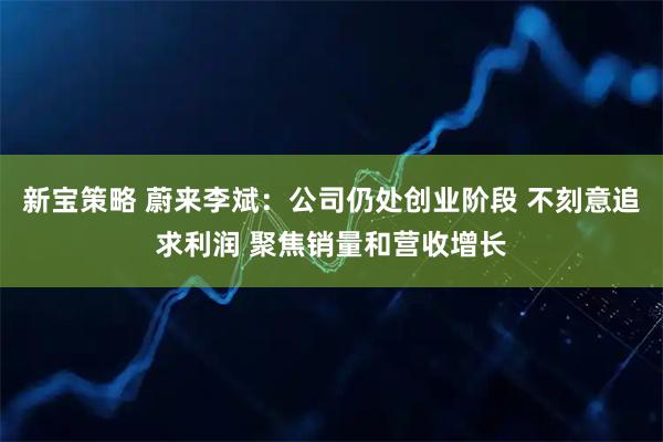 新宝策略 蔚来李斌：公司仍处创业阶段 不刻意追求利润 聚焦销量和营收增长